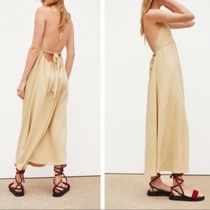 Zara Beige Open Back Dress
